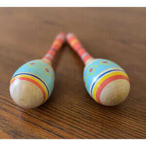Vintage Child's Musical Instruments Wooden Maraca Set of 2